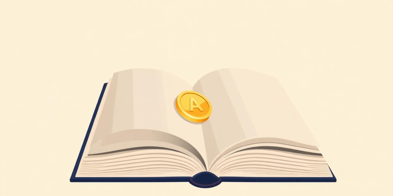 Open book with a gold coin resting on the page